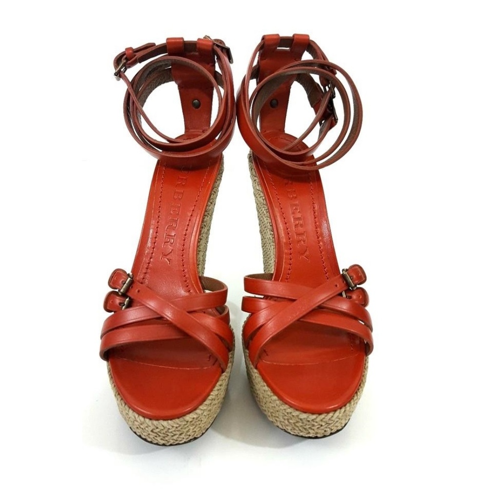 🔥NIB Burberry Devon Bridle Wedge Sandals Sz  US 9 - Picture 3 of 7
